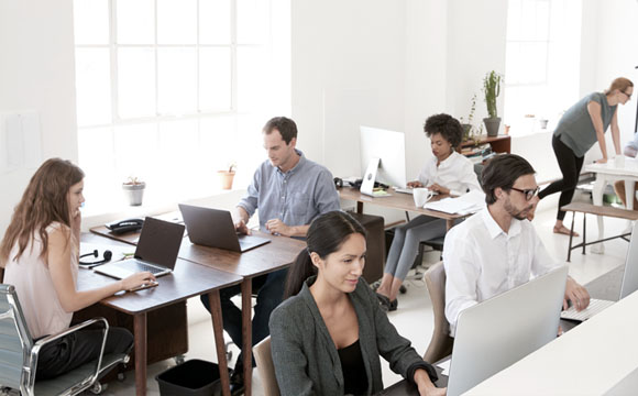 trabajadores en un despacho